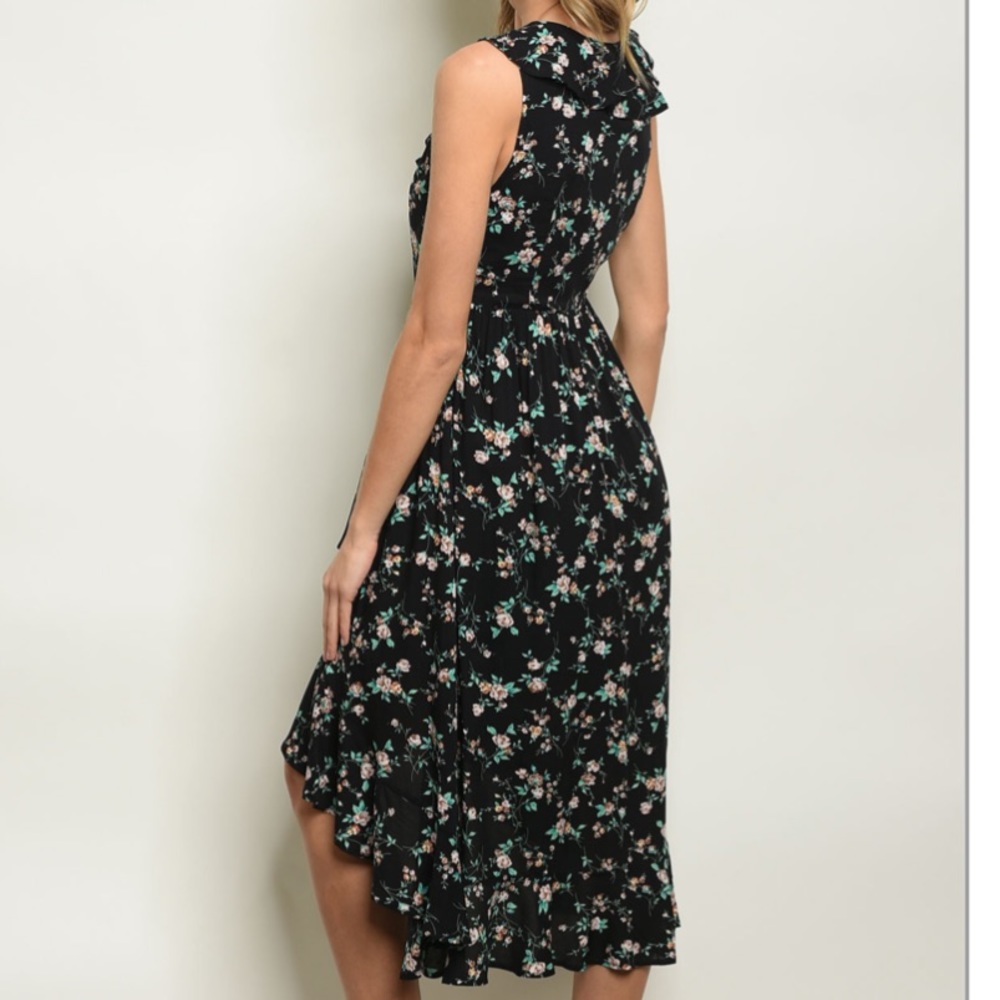 CLEARANCE ‼️BOHO BLACK FLORAL MIDI - Dress - Picture 3 of 3